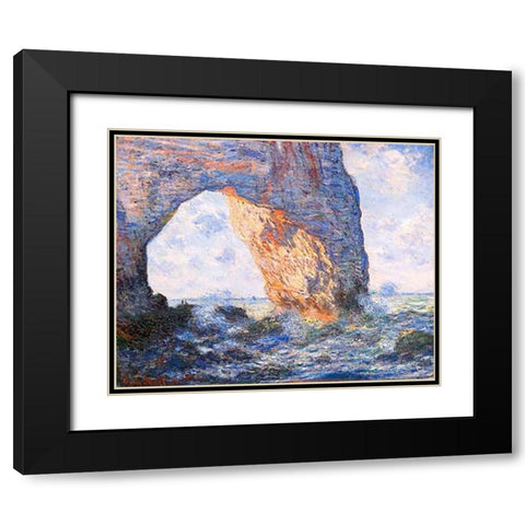The Manneporte At Etretat 1883 Black Modern Wood Framed Art Print with Double Matting by Monet, Claude