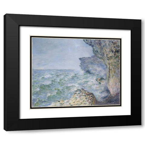 The Sea At Fecamp 1881 Black Modern Wood Framed Art Print with Double Matting by Monet, Claude