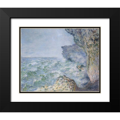 The Sea At Fecamp 1881 Black Modern Wood Framed Art Print with Double Matting by Monet, Claude