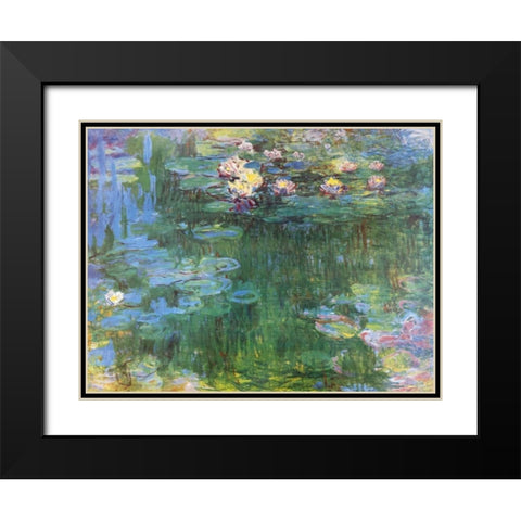 Waterlilies 1916 - 3 Black Modern Wood Framed Art Print with Double Matting by Monet, Claude