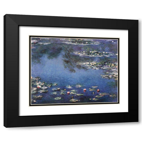 Waterlilies 3 Black Modern Wood Framed Art Print with Double Matting by Monet, Claude