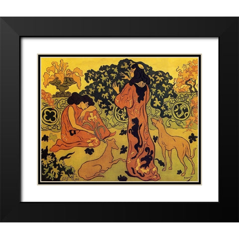 Les Princesses A La Terrasse Black Modern Wood Framed Art Print with Double Matting by Ranson, Paul