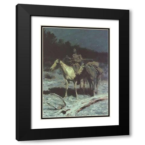 A Dangerous Country Black Modern Wood Framed Art Print with Double Matting by Remington, Frederic