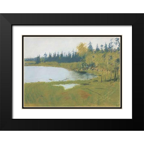 A Grey Day At Ralphs Black Modern Wood Framed Art Print with Double Matting by Remington, Frederic