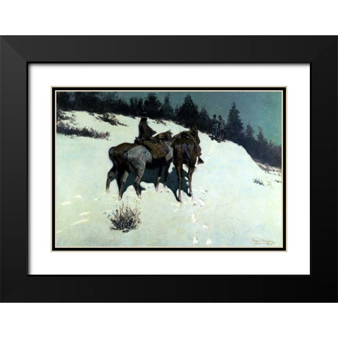 A Reconnaissance Black Modern Wood Framed Art Print with Double Matting by Remington, Frederic
