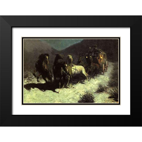 A Taint On The Wind Black Modern Wood Framed Art Print with Double Matting by Remington, Frederic