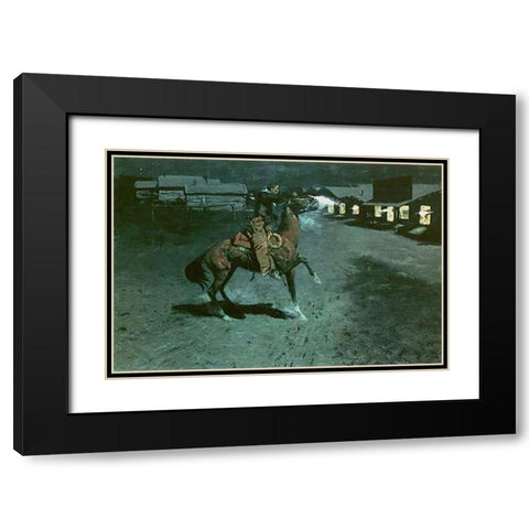 An Argument With The Town Marshal Black Modern Wood Framed Art Print with Double Matting by Remington, Frederic