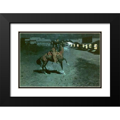 An Argument With The Town Marshal Black Modern Wood Framed Art Print with Double Matting by Remington, Frederic