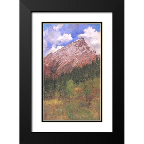 Banff Cascade Mountain Black Modern Wood Framed Art Print with Double Matting by Remington, Frederic