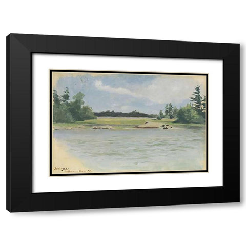 Chippewa Bay Black Modern Wood Framed Art Print with Double Matting by Remington, Frederic