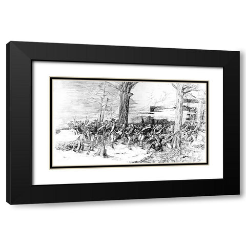 Civil War Battle Scene Black Modern Wood Framed Art Print with Double Matting by Remington, Frederic