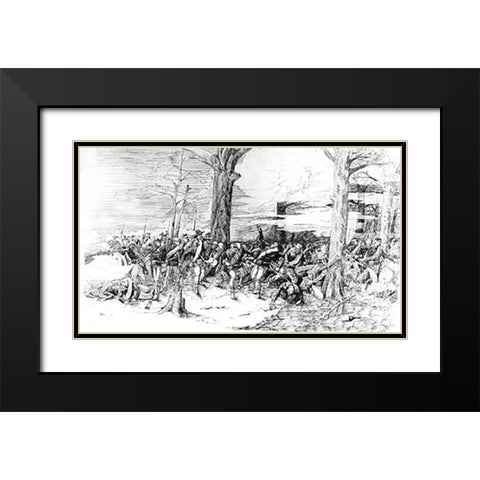 Civil War Battle Scene Black Modern Wood Framed Art Print with Double Matting by Remington, Frederic