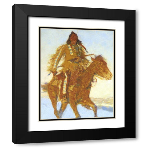 Detail The Snow Trail Black Modern Wood Framed Art Print with Double Matting by Remington, Frederic