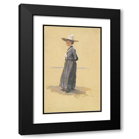 Eva Black Modern Wood Framed Art Print with Double Matting by Remington, Frederic