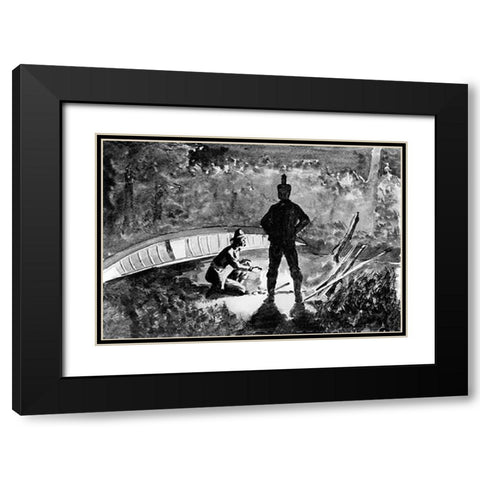 Extemporized Camp On Burnt Island Black Modern Wood Framed Art Print with Double Matting by Remington, Frederic