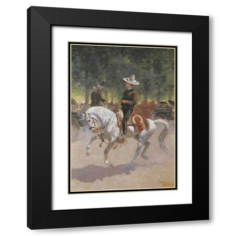 Gentleman Rider On The Paseo De La Reforma Black Modern Wood Framed Art Print with Double Matting by Remington, Frederic
