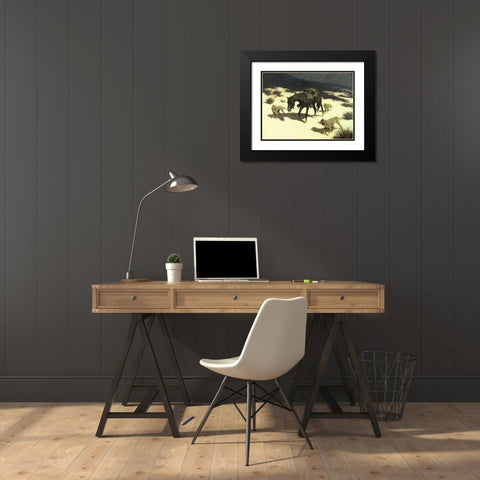 Last March Black Modern Wood Framed Art Print with Double Matting by Remington, Frederic