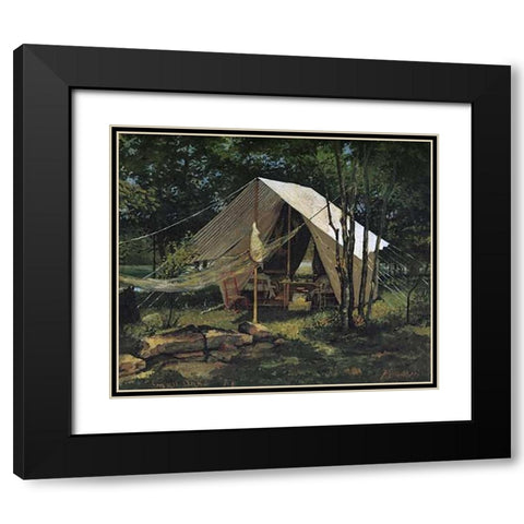 Small Oaks Black Modern Wood Framed Art Print with Double Matting by Remington, Frederic