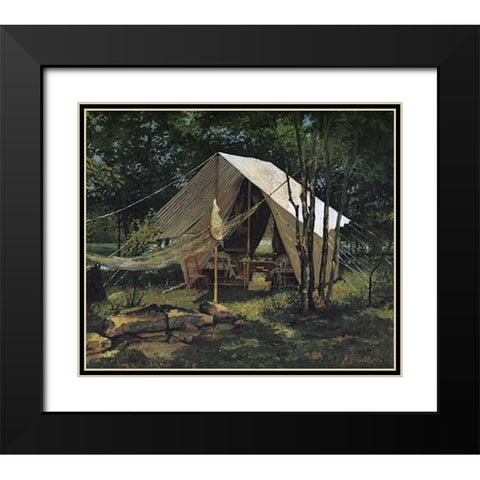 Small Oaks Black Modern Wood Framed Art Print with Double Matting by Remington, Frederic