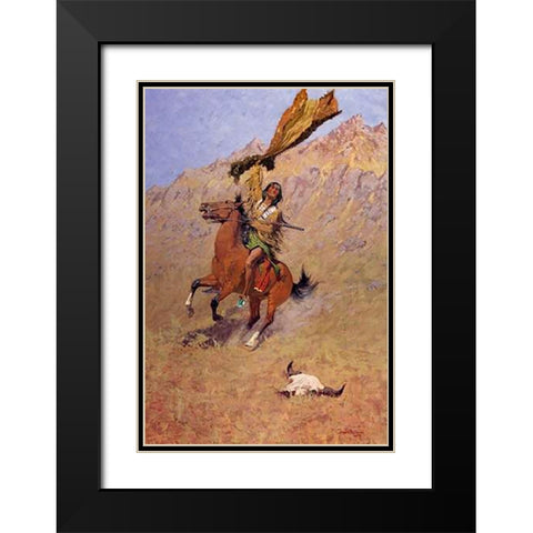 The Scout Black Modern Wood Framed Art Print with Double Matting by Remington, Frederic