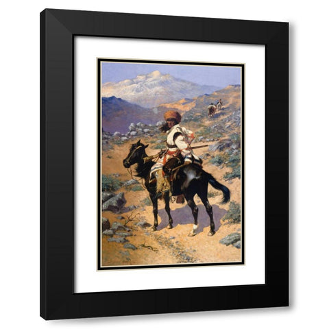 The Scout Friends Or Enemies 1889 Black Modern Wood Framed Art Print with Double Matting by Remington, Frederic