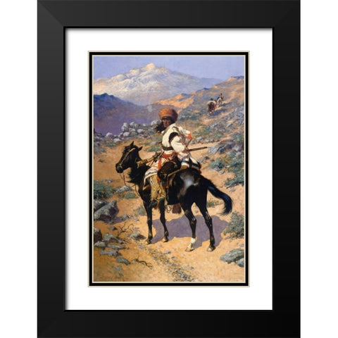 The Scout Friends Or Enemies 1889 Black Modern Wood Framed Art Print with Double Matting by Remington, Frederic