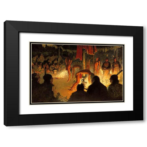 The Sundance Black Modern Wood Framed Art Print with Double Matting by Remington, Frederic