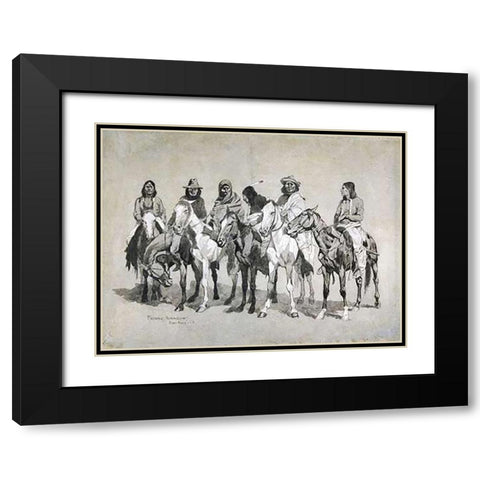 Waiting For The Beef Issue Black Modern Wood Framed Art Print with Double Matting by Remington, Frederic