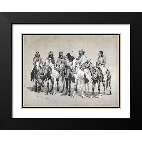 Waiting For The Beef Issue Black Modern Wood Framed Art Print with Double Matting by Remington, Frederic