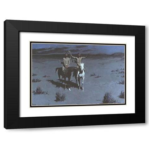 White Otter Is No Longer A Boy Black Modern Wood Framed Art Print with Double Matting by Remington, Frederic