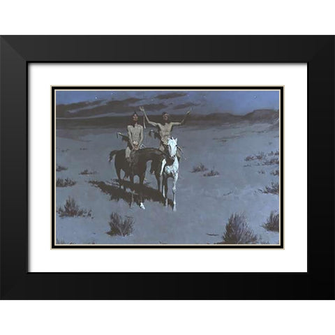 White Otter Is No Longer A Boy Black Modern Wood Framed Art Print with Double Matting by Remington, Frederic