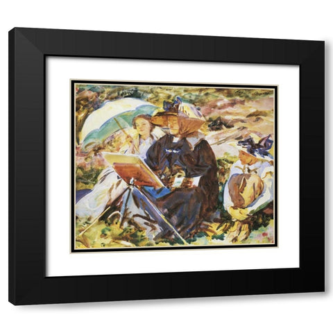 Simplon Pass, the Lesson Black Modern Wood Framed Art Print with Double Matting by Sargent, John Singer