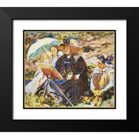 Simplon Pass, the Lesson Black Modern Wood Framed Art Print with Double Matting by Sargent, John Singer