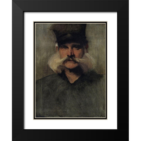 Study of a Man Wearing a Tall Black Hat Black Modern Wood Framed Art Print with Double Matting by Sargent, John Singer