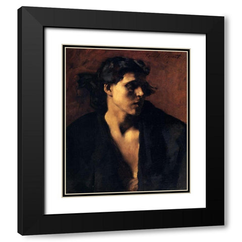 Study of a Model, 1879-80 Black Modern Wood Framed Art Print with Double Matting by Sargent, John Singer