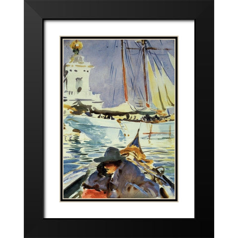 The Grand Canal, Venice, 1909-11 Black Modern Wood Framed Art Print with Double Matting by Sargent, John Singer
