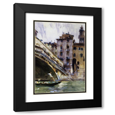 The Rialto, Venice, c. 1902-04 Black Modern Wood Framed Art Print with Double Matting by Sargent, John Singer