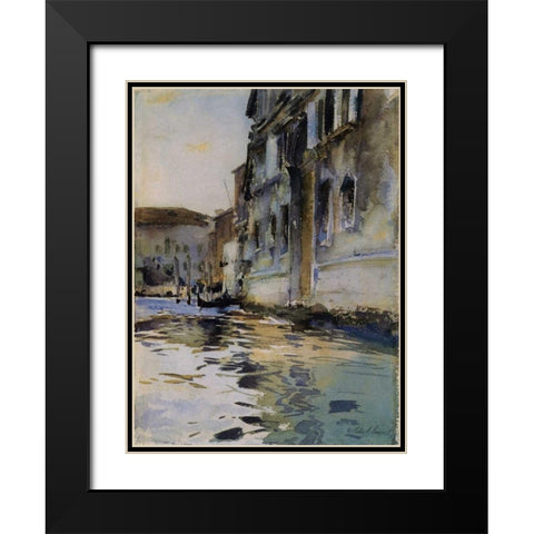 Venetian Canal; Palazzo Contarini degli Scrigni Black Modern Wood Framed Art Print with Double Matting by Sargent, John Singer