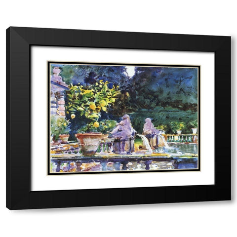 Villa de Marlia: a Fountain, 1910 Black Modern Wood Framed Art Print with Double Matting by Sargent, John Singer