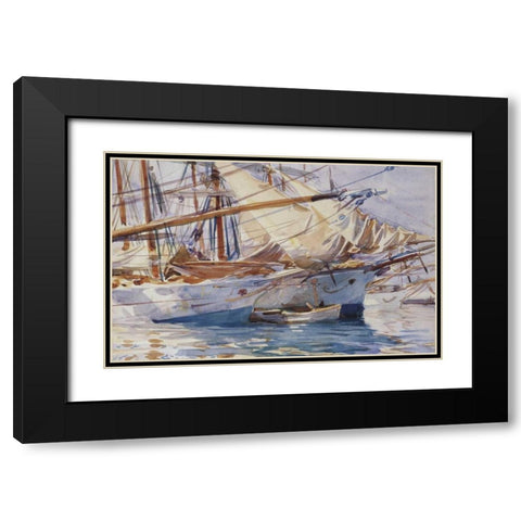 Yachts at Anchor, Palma de Majorca, 1912 Black Modern Wood Framed Art Print with Double Matting by Sargent, John Singer