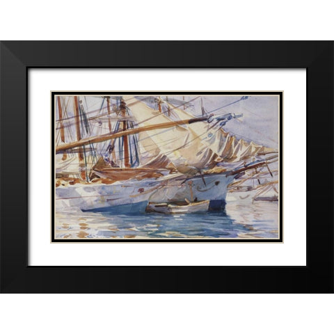 Yachts at Anchor, Palma de Majorca, 1912 Black Modern Wood Framed Art Print with Double Matting by Sargent, John Singer