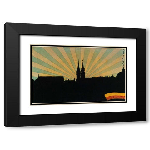Silhouette Of Klosterneuburg 1906 Black Modern Wood Framed Art Print with Double Matting by Schiele, Egon