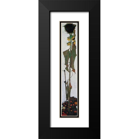 Sunflower II 1909 Black Modern Wood Framed Art Print with Double Matting by Schiele, Egon