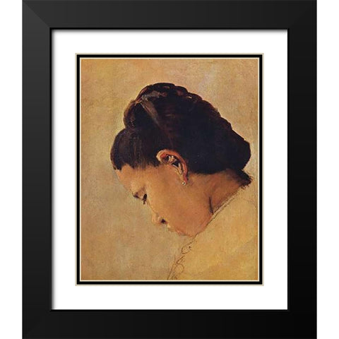 Head Of A Girl Black Modern Wood Framed Art Print with Double Matting by Seurat, Georges