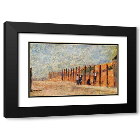 Peasants Driving Stakes Black Modern Wood Framed Art Print with Double Matting by Seurat, Georges