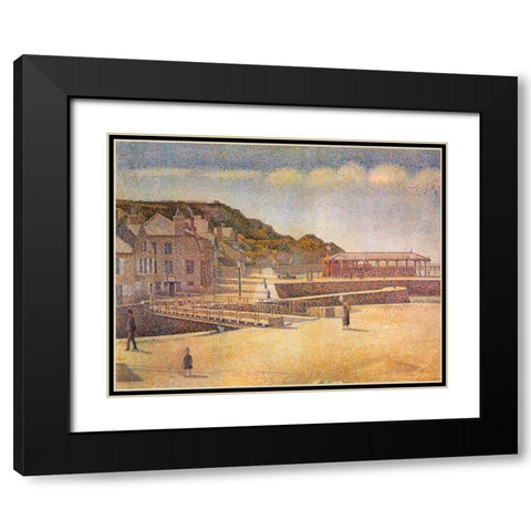 Port-En Bessin 1888 Black Modern Wood Framed Art Print with Double Matting by Seurat, Georges