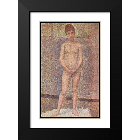 Standing Model Black Modern Wood Framed Art Print with Double Matting by Seurat, Georges