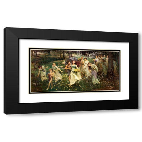Ward The Progress Of Spring 1905 Black Modern Wood Framed Art Print with Double Matting by Seurat, Georges