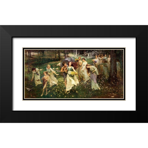 Ward The Progress Of Spring 1905 Black Modern Wood Framed Art Print with Double Matting by Seurat, Georges