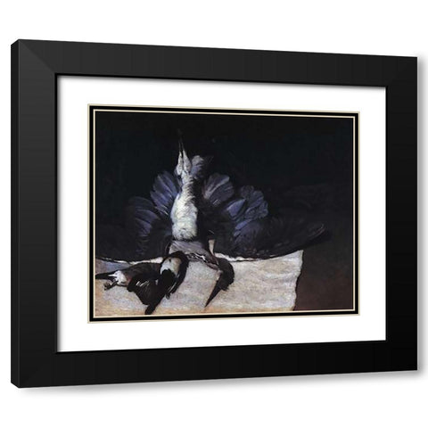 Still Life With Heron Black Modern Wood Framed Art Print with Double Matting by Sisley, Alfred